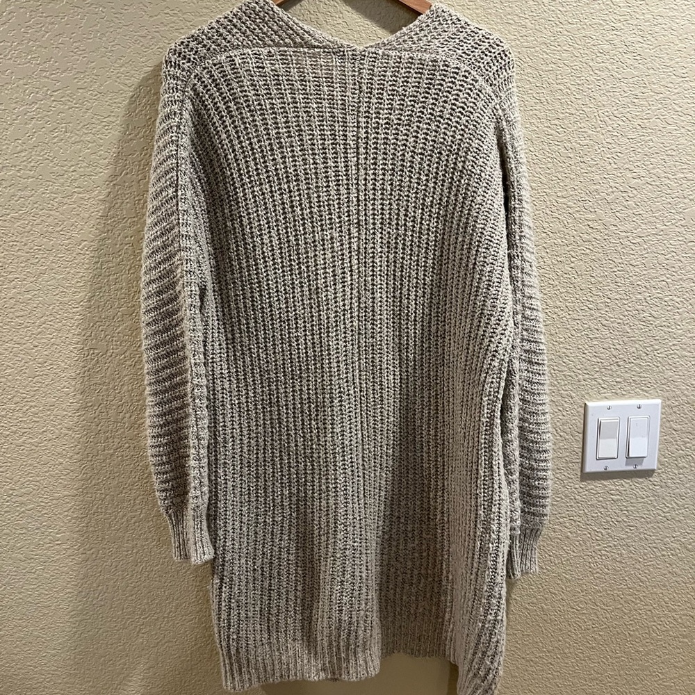 Simple Beige Open-Front Cardigan - Picture 4 of 4